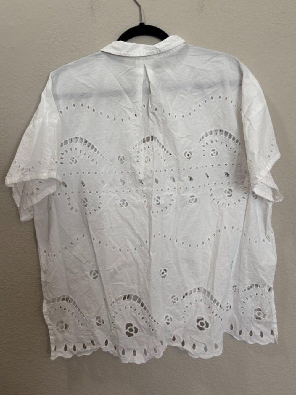 Maeve Anthropologie White Boxy Eyelet Popover Blouse Size XL - Picture 4 of 6